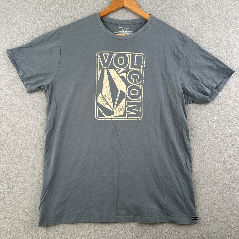 Volcom T Shirt Mens XL Gray Stone Graphic Modern Fit Organic Cotton Skate Tee